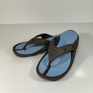 CROCS Brown and Blue Flats